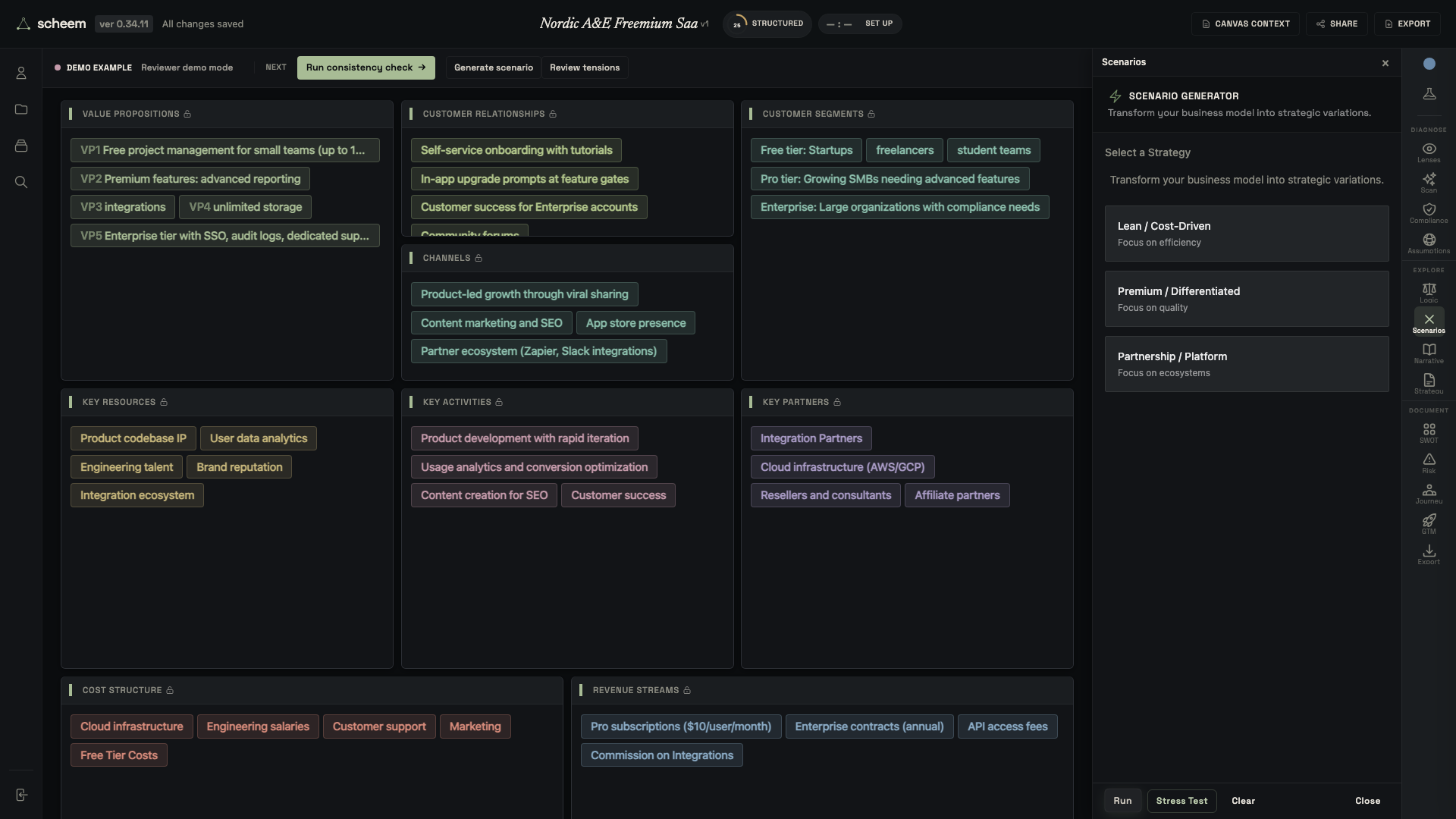 scheem scenario generator comparing strategic paths